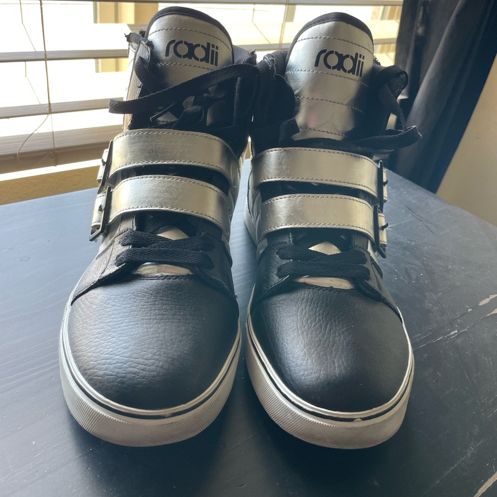 Radii Men's Black and Silver High-Top Sneakers
